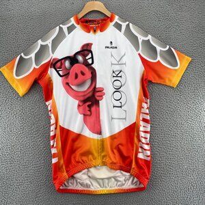 Paladin Jersey Men Medium Orange White Look Pig Cycling Short Sleeve Zip Active*